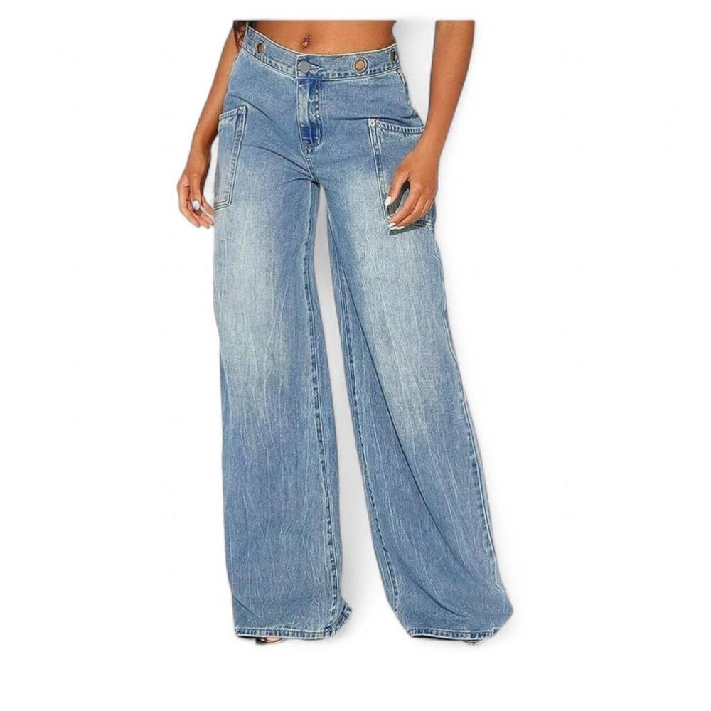 Fashion Nova Women’s High Waisted Wide Leg Jeans NWT - 11